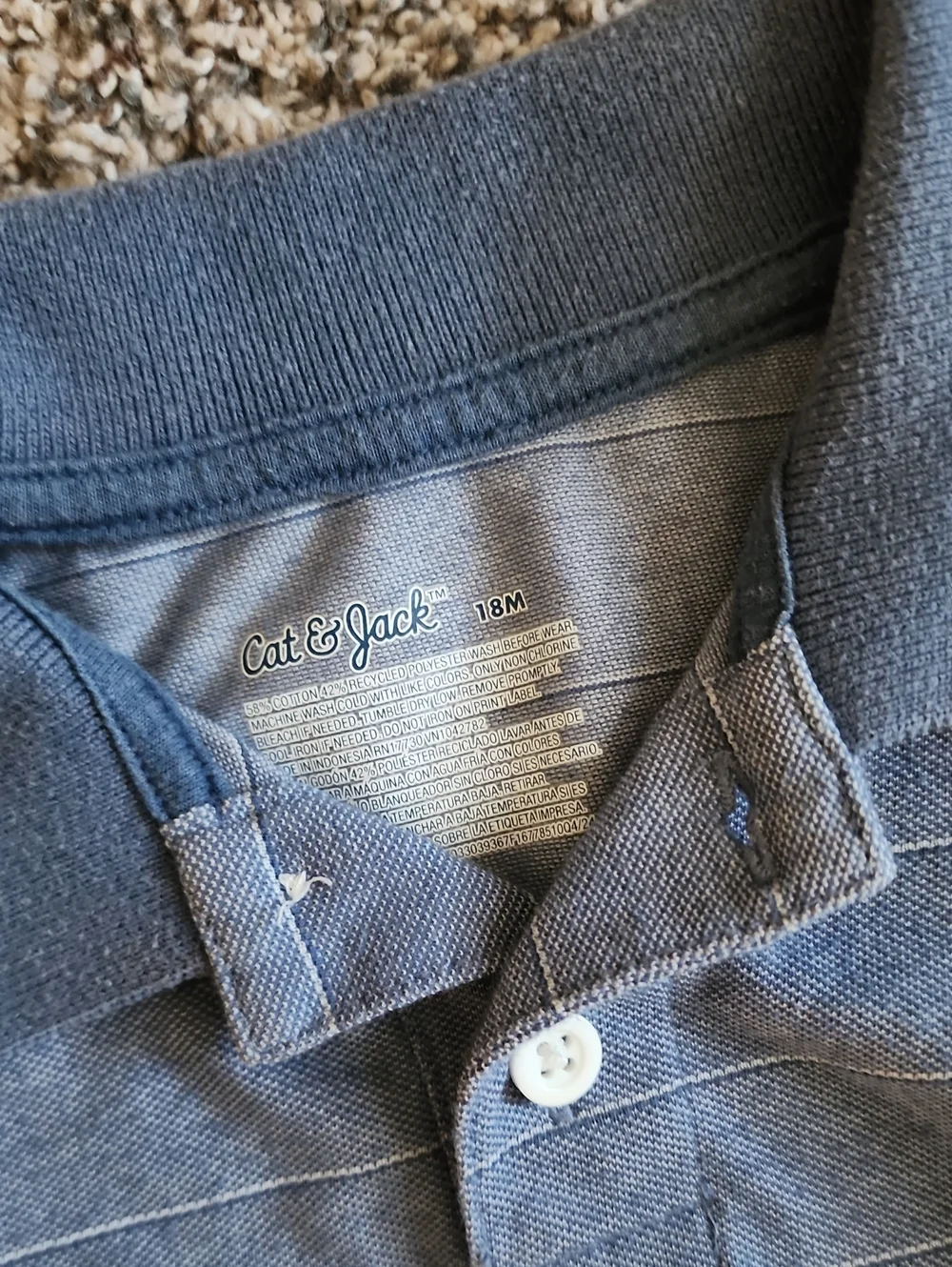 Cat & Jack Blue Stripe Polo with Tan Jogger Pants Set - Boys 18 Months